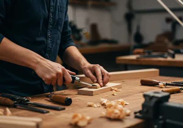 Personne construisant quelque chose avec des outils, montrant un travail manuel.
