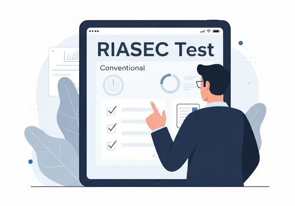 Personne passant le test RIASEC à l'écran, focus sur le type conventionnel