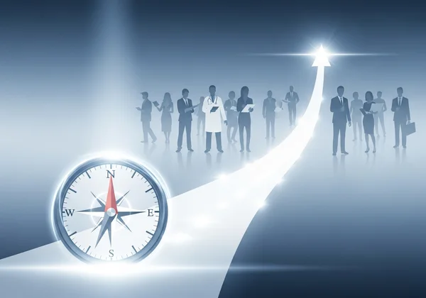 A compass guiding a person towards a clear career path
