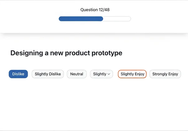 RIASEC test question and response scale