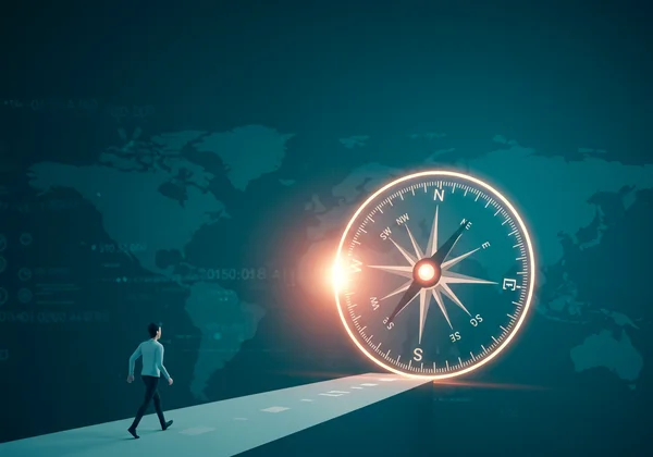 A compass guiding a person's career path reliably