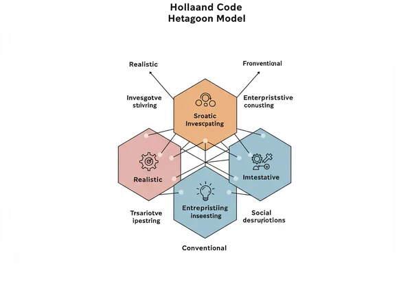 Diagram of Holland Code Hexagon showing RIASEC types.
