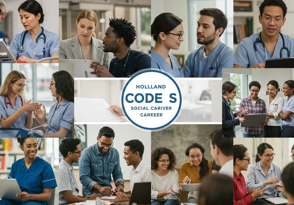 Montage of diverse social careers helping people in various roles.